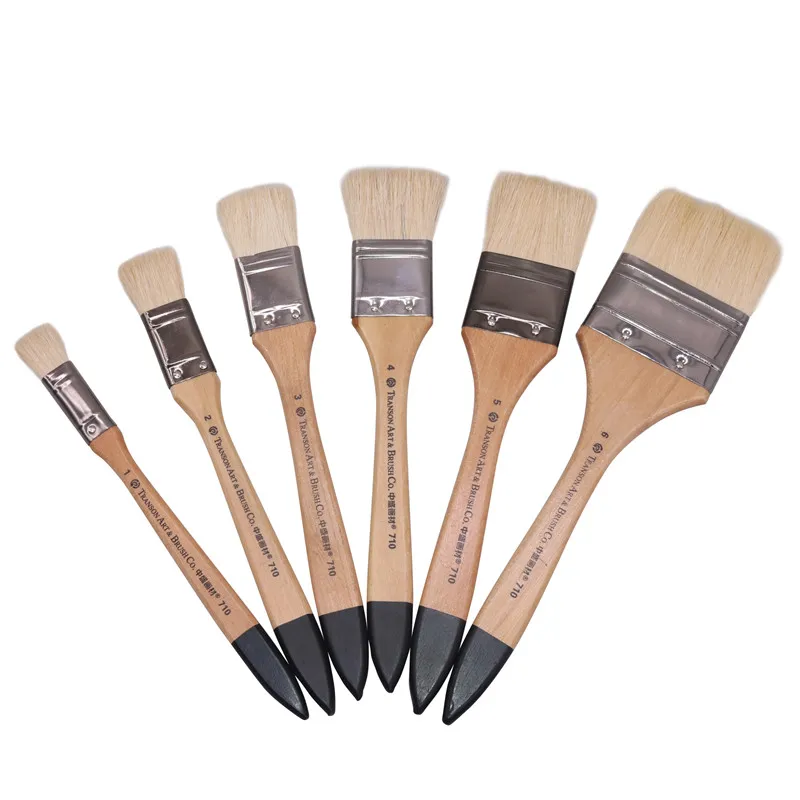 

1 pcs Wool Brush Metal Ring Wooden Handle Watercolor Painting Gouache Acrylic Art Brush 6 Size Paint Brush Art Supplies