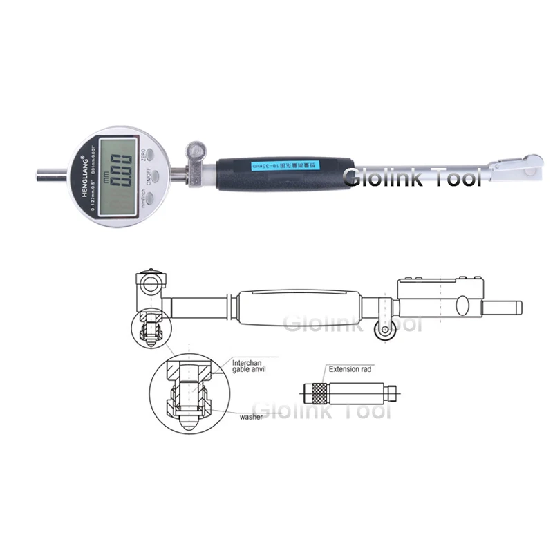 50-160 mm 0.01mm Digital Bore Gauge Hole Diameter Measuring Gauge Bore Gauge Indicator Measuring Tool