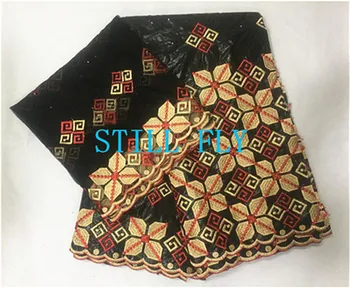 

High quauity ginea brocade fabric black tissu african women bazin riche fabric nigerian tulle lace fabric 5+2yards/lot