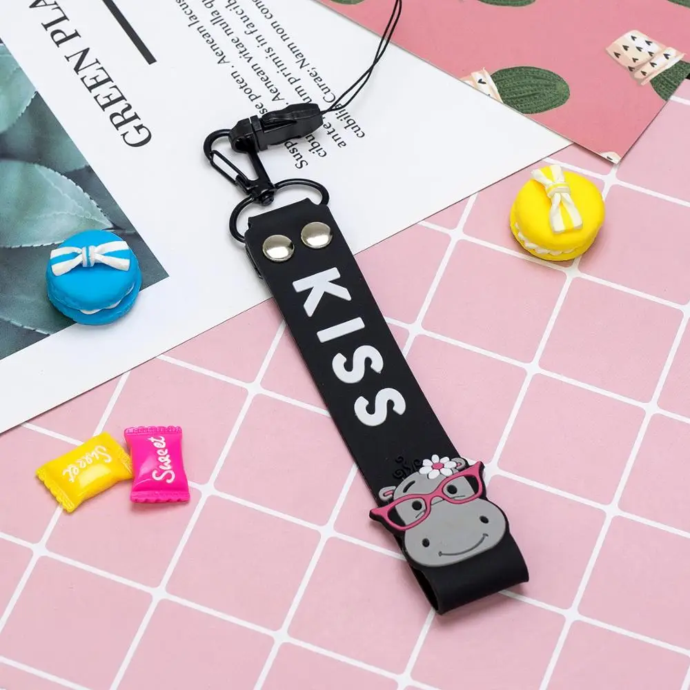 

Mobile Phone Soft TPU Cartoon Portable Long Pig Cat Loverly lanyard Hand rope lanyard for keys phone cord keychain strap