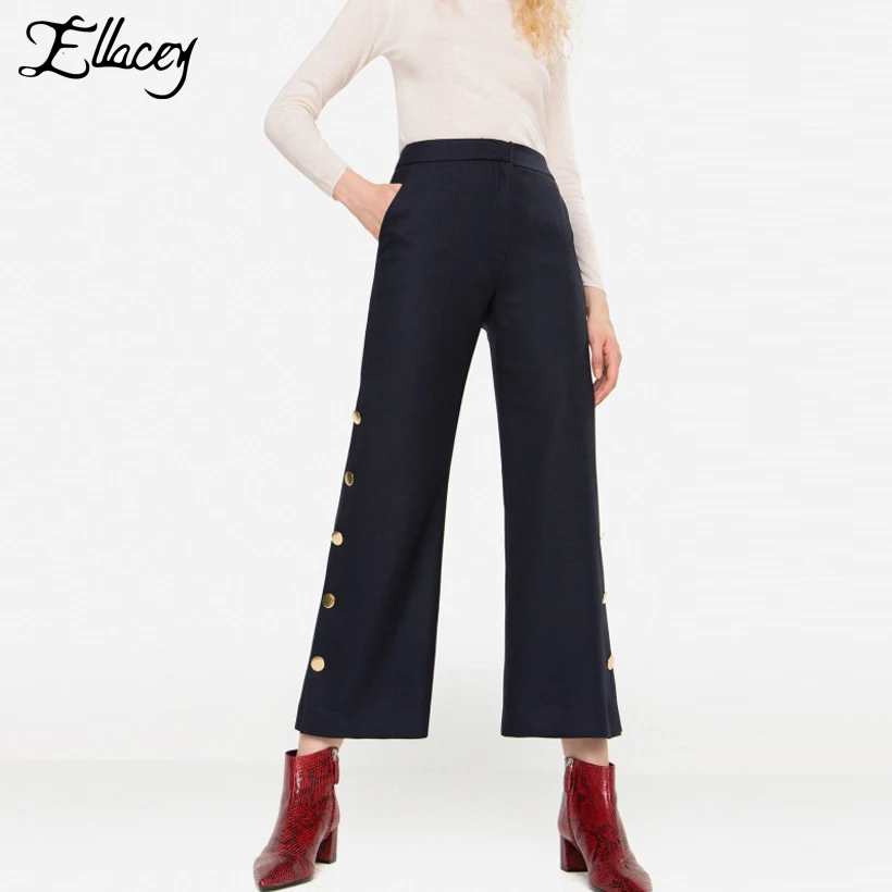 Stylish 2017 New Spring Women Pants European Stylish Buttons Ankle