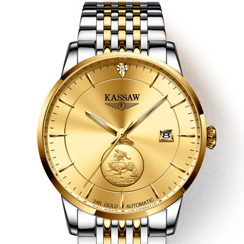 

Men's Automatic Mechanical Watch Waterproof Business Men's Watch 24K Gold Watch Luminous Calendar Men's Watch Relogio Masculino