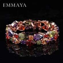  Emmaya Factory Price Mona Lisa Multicolor Cubic Zircon Bracelets Bangles Luxury Wedding Bracelets for Women Crystal Jewelry 