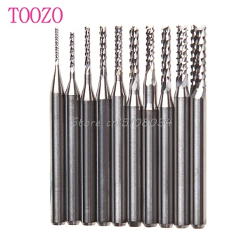 

10Pcs/Set 1/8'' 0.8-3.175mm Drill Bits Engraving Cutter Rotary PCB CNC End Mill S08 Wholesale&DropShip