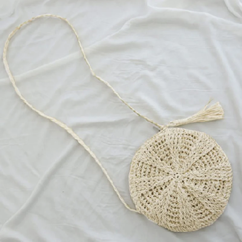 Women Straw Bags Bohemian Rattan Female Beach Handbag Circle Lady Weave Messenger Bag Handmade Round Kintted Crossbody SS0397 (12)
