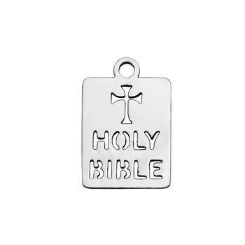 

2017 New 316l Stainless Steel DIY Normal Polished Holy Bible Charms Floating Pendants for Bracelet Necklace Jewelry Making