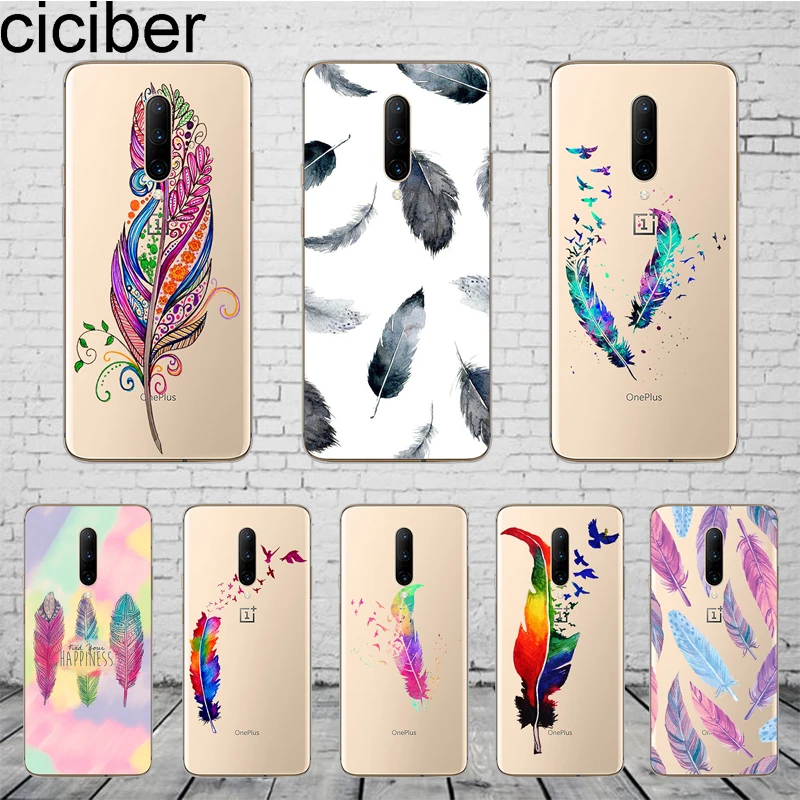 

ciciber Phone Case for Oneplus 7 Pro 1+7 Pro Soft TPU Colorful Feather Cover for Xiaomi 9 Capa for Redmi Note 7 Pro Funda Coque