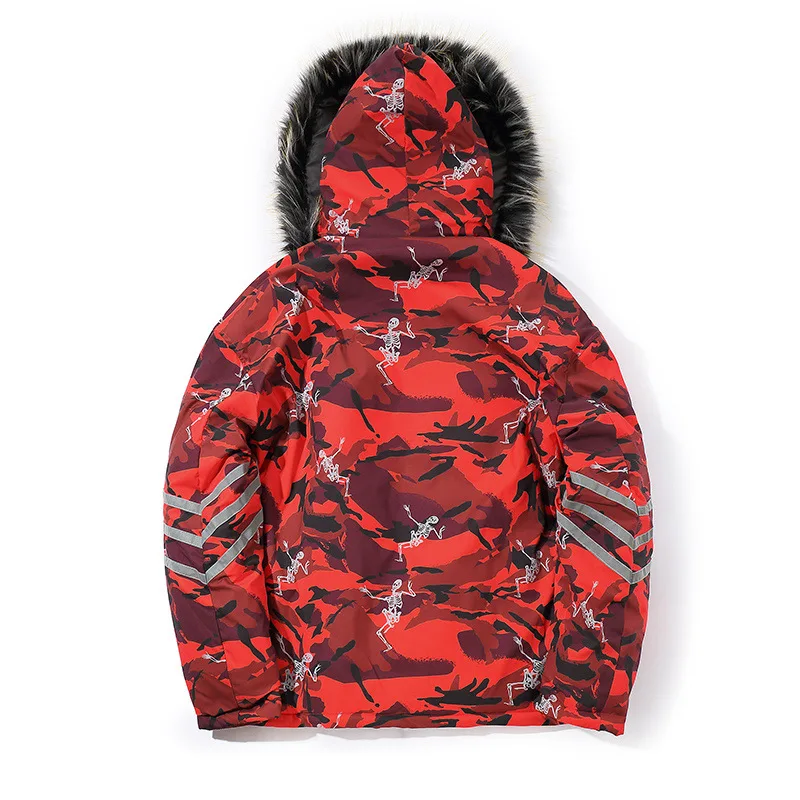 Capuche Col Épais Manteau Fourrure Hip Chaud Mode Parka X1879 red D'hiver Hop Aboorun Camou Veste Gray Grand À Mâle Hommes De 0kwO8nP