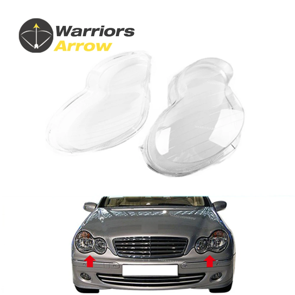 

Pair For Mercedes-Benz W203 C-Class C200 C230 C240 C280 C320 C350 2001-2007 Front Left + Right Headlight Clear Lens Shell Cover