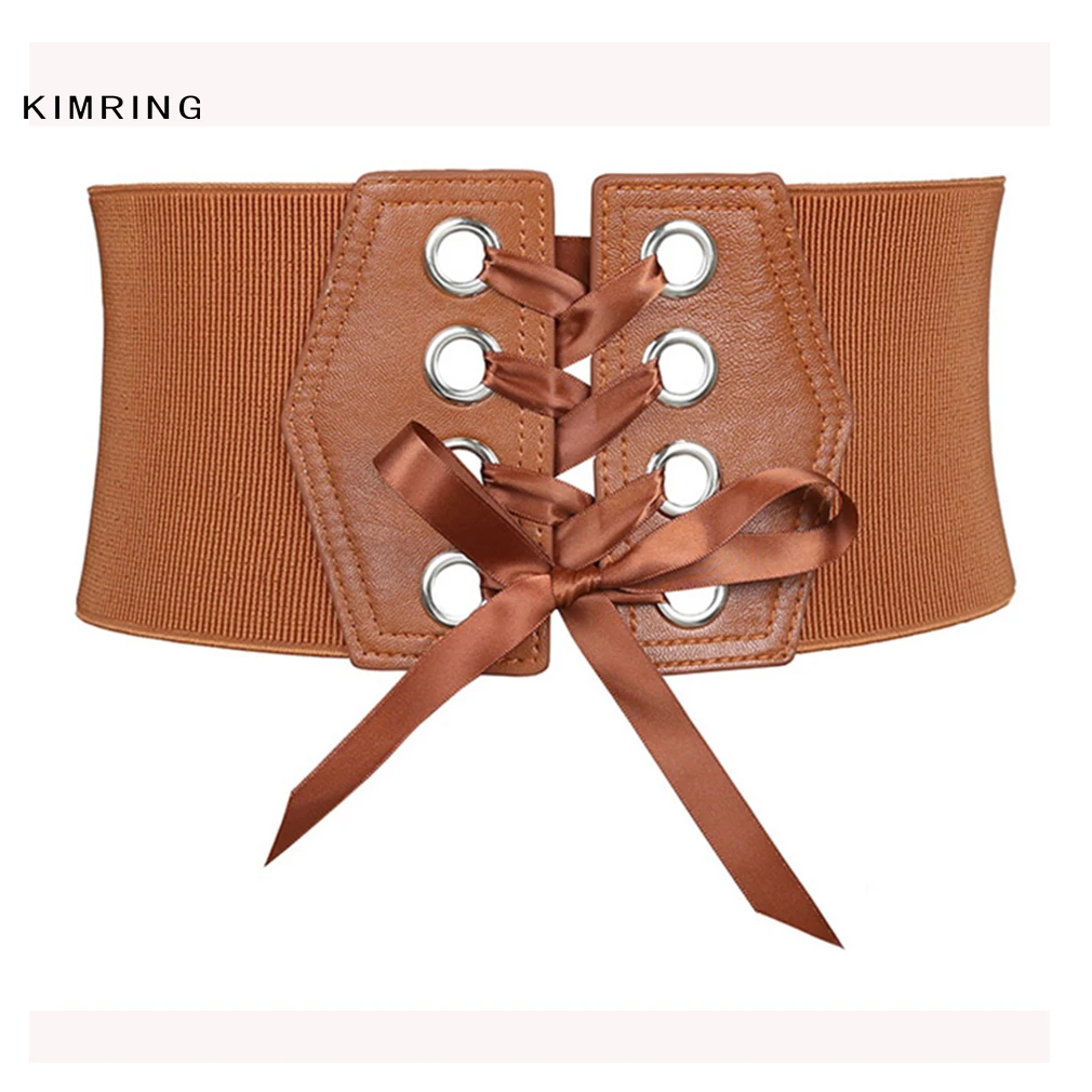 Kimring Fashion Sexy Women Wide Corset Belt Retro Lace Up Waist Belt 