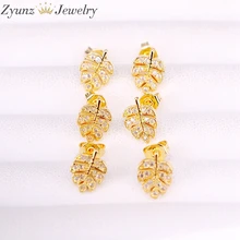 10 пар, 8*11 мм, летние хрустальные серьги с цирконием, золотой лист в форме кристаллов с прозрачными серьги-гвоздики из кубического циркония