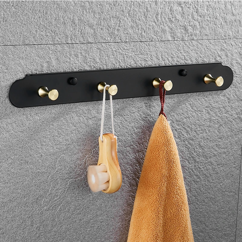 Robe Hooks Black Stainless Steel Bathroom Hook for Towels Key Bag Decorative Clothes Coat Hooks Rack Wall Mounted Storage Hanger