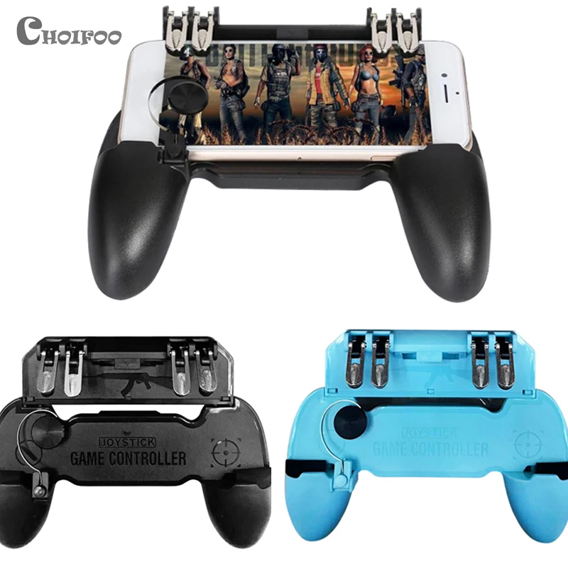 

W20 PUGB Mobile Game Controller Free Fire Six finger Gearing Joystick Gamepad Metal L1 R1 Button for iPhone Gaming Pad Android