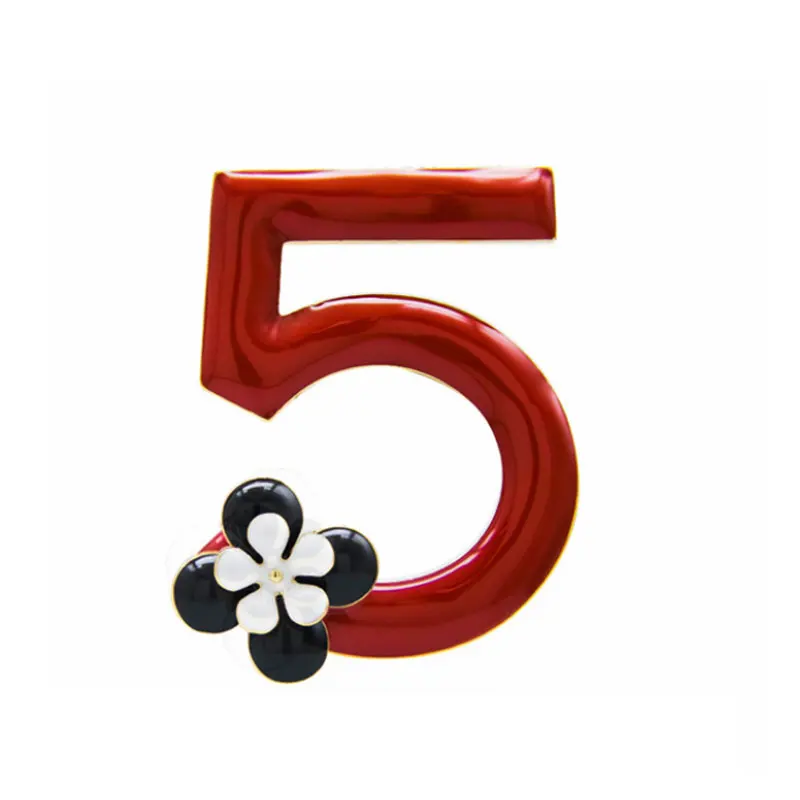 

High Quality Number Flower Wedding Bride Brooches Fashion Flowers 5 Red Drops Oil Party Woman Focus Corsage Luxurious Brooch