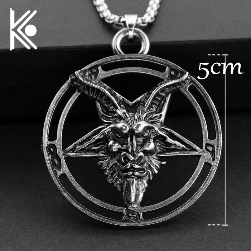 

Baphomet Inverted Goat Head Pentagram Pendant Necklace Baphomet LaVeyan LaVey satanic Occult Punk Necklaces For Men