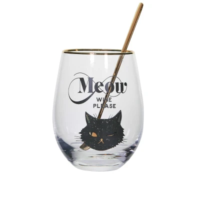 Black Cat Северная Европа MEOR Cat Большой живот Золотой обод бокал для вина лоток для Мусса десерт сок коктейльное яйцо форма кружки - Цвет: Black Cat