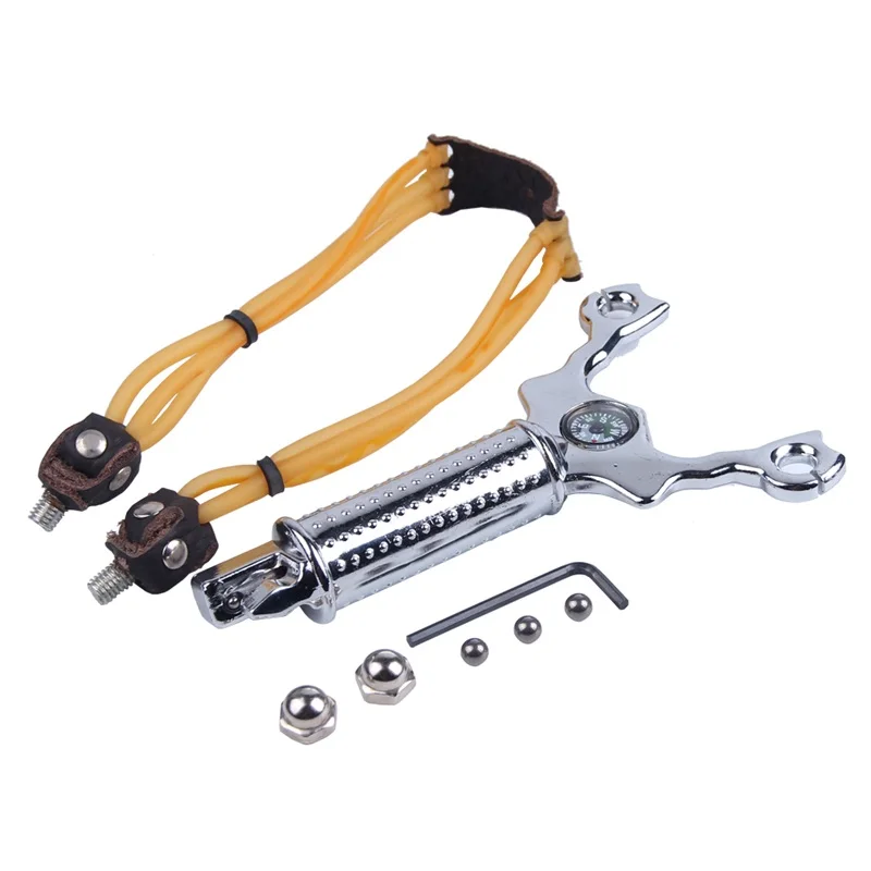 Aluminum Alloy Slingshot Powerful Sling Shot  w Tail Store Steel Balls Hunting Accessory (5)