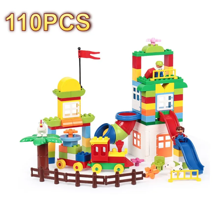 

110PCS Slideway Castle Large Particle Blocks DIY Model Building Blocks Toys Educational Model Gift Kids