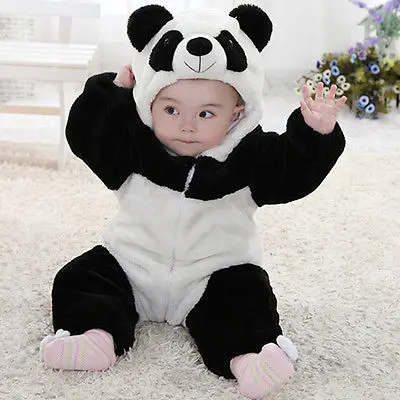 0-36Months Newborn Baby Kid Toddler Boy Girl Panda Animal Warm Romper Jumpsuit Cute Earing Outfit Hot Costume lovely baby boy girl toddler newborn kid solid comfy romper soft jumpsuitth002