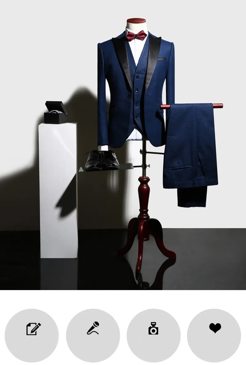 (Куртка + жилет + штаны) 2018 осень Для мужчин повседневные высококачественные классические костюмы Для мужчин Slim Fit Бизнес Свадебный костюм