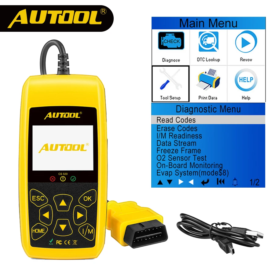 AUTOOL CS520 OBD2 Scanner Automotive Auto OBDII Code Reader CANBUS Auto Scan Digitale Diagnose Werkzeug LED Dispaly Schlüssel DIY PK AD410 AUTOOL CS520 OBD2 Scanner Automotive Auto OBDII Code Reader CANBUS Auto Scan Digitale Diagnose Werkzeug LED Dispaly Schlüssel DIY PK AD410