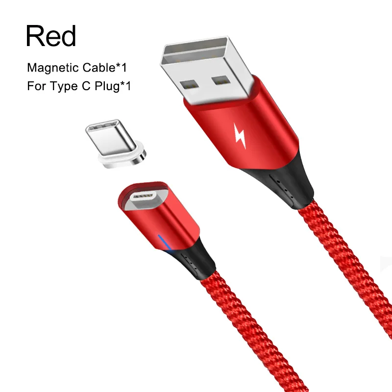 Магнитный кабель A.S 3A Micro usb type C 8Pin для быстрой зарядки телефона Micro usb type C Магнитный зарядный кабель USB для iPhone huawei Xiaomi - Цвет: Red for Type C