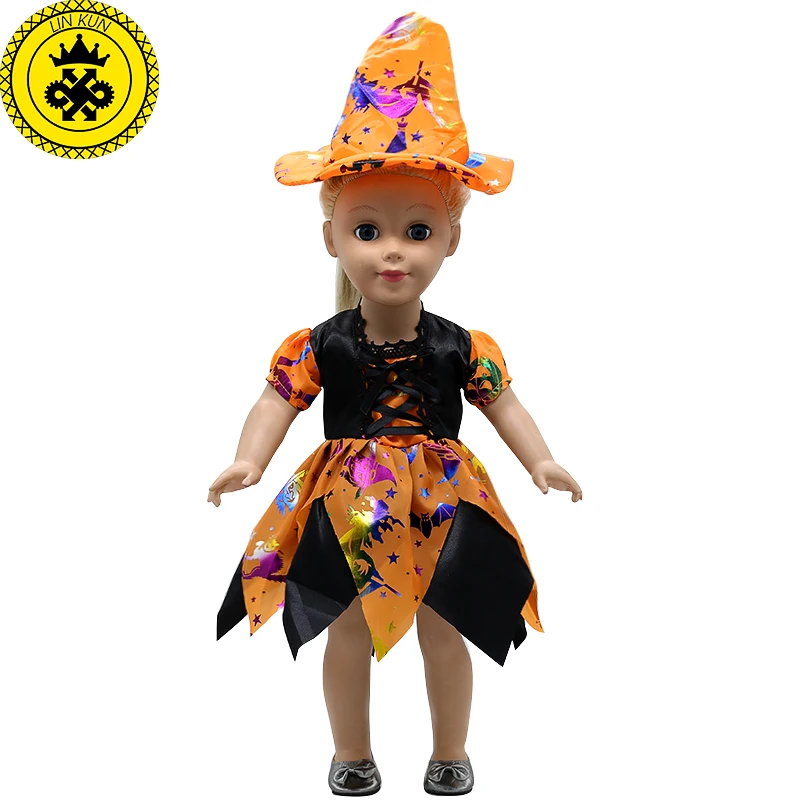 Кукольная одежда, платье ведьмы на Хэллоуин, карнавальный костюм, кукольная одежда для девочек 16-18 дюймов, куклы MG-256