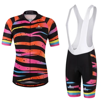 

MILOTO Cycling Short Sleeve Jersey Set Womens Sportswear Bike Clothing Bicycle Gel Bib Shorts