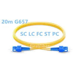 20 m SC LC FC ST pc UPC патч-кабель 2 ядра Дуплекс Волоконно-оптический кабель, G657A джемпер, патч-корд 2,0 мм ПВХ OS2 SM изгиб нечувствительны