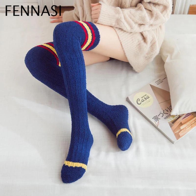 Женские утепленные чулки FENNASI милые плюшевые согревающие для сна зимние теплые