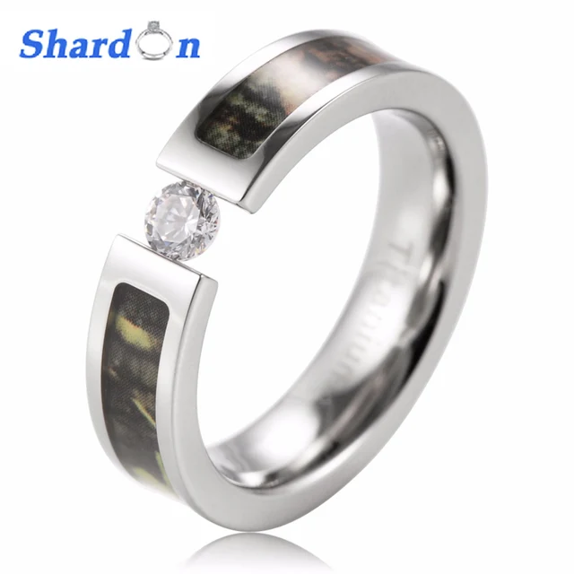 Shardon Las Camo Ring Anium Tension Set Cz Crystal Green Mossy Shardon Las Camo Ring Anium Tension Set Cz Crystal Green Mossy Tree Camouflage Women Engagement