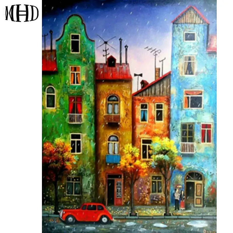 5D DIY Diamond Painting House Full & Round Diamond Embroidery Colorful