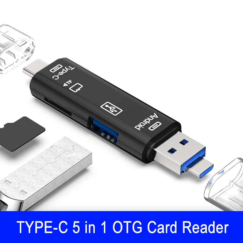 5 в 1 TF карта памяти адаптер 3,0 для SD карт ридер адаптер для флеш-накопителя мульти OTG кардридер для Android type-c USB порт