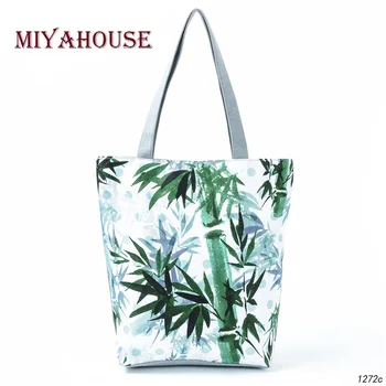 

Miyahouse Elegant style Plant Deisgn Handbag Women Bamboo Printed Casual Tote Bags Female Daily Use Shoulder Bag Girls Beach Bag
