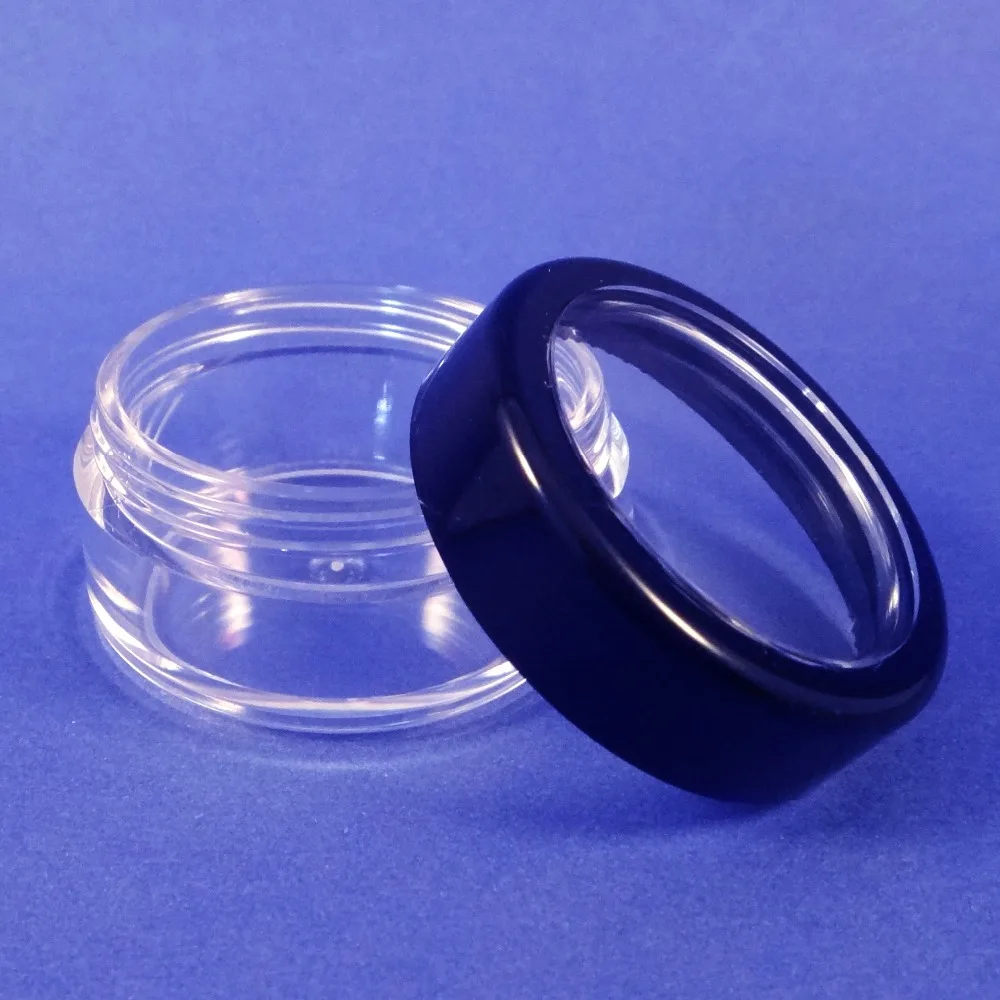 50 PCS CLEAR PLASTIC JAR CONTAINERS WITH BLACK TRIM ACRYLIC WINDOW THREADED CAP 10 gr (AY81(10)W-C=50pcs) | Красота и здоровье