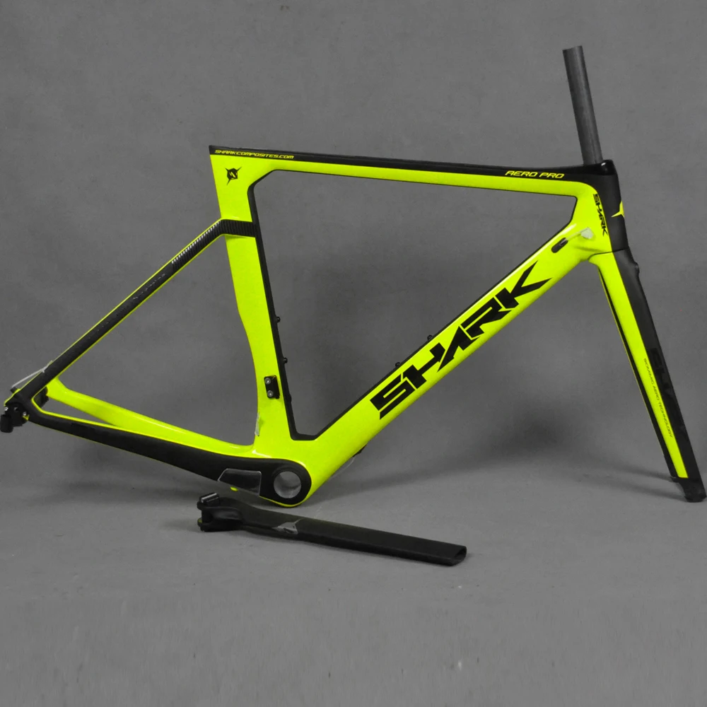 700C дорожный велосипед карбоновая рама T800 с AERO Frameset UD матовая BB86 FM169 флуоресцентная желтая черная живопись