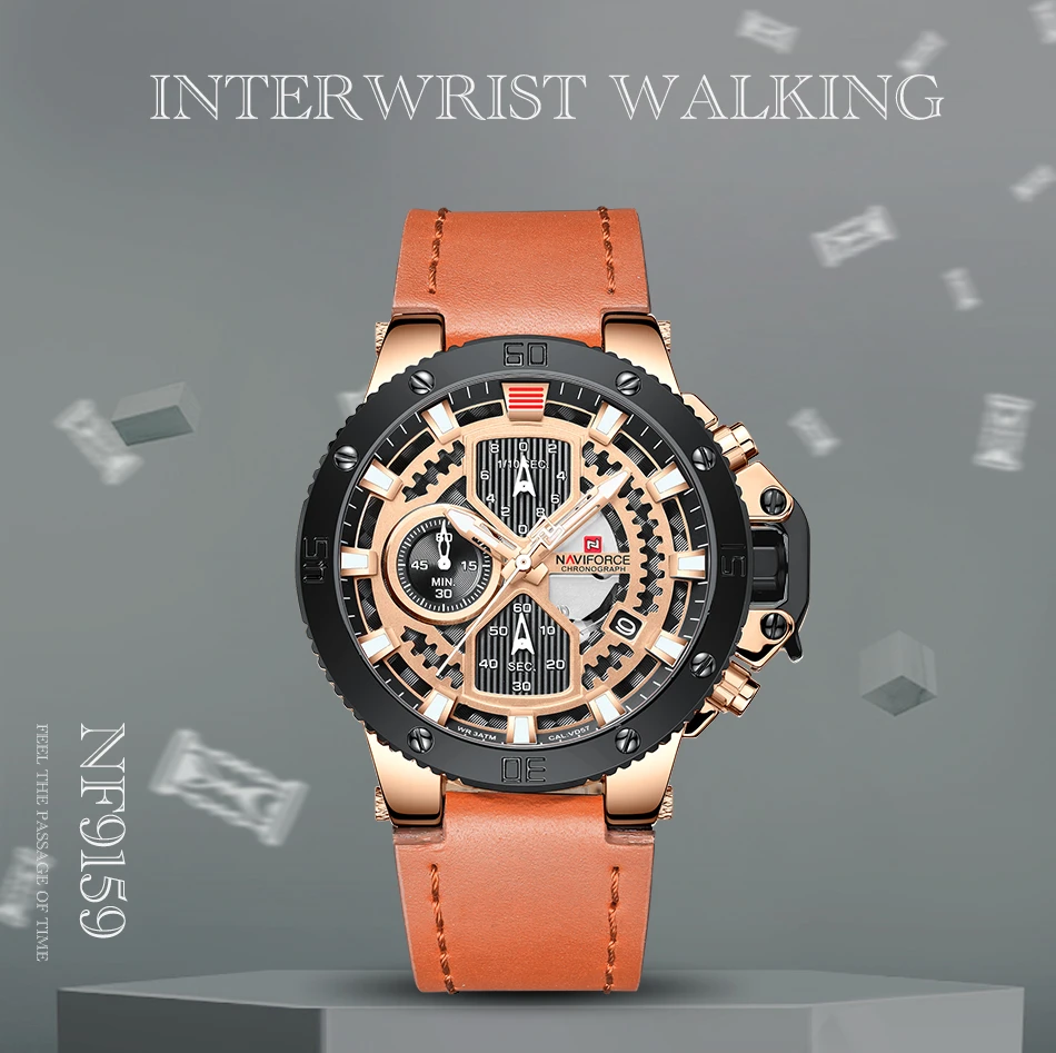 NAVIFORCE часы для мужчин модные спортивные кварцевые часы кожа для мужчин s часы Лидирующий бренд роскошные золотые водонепроница