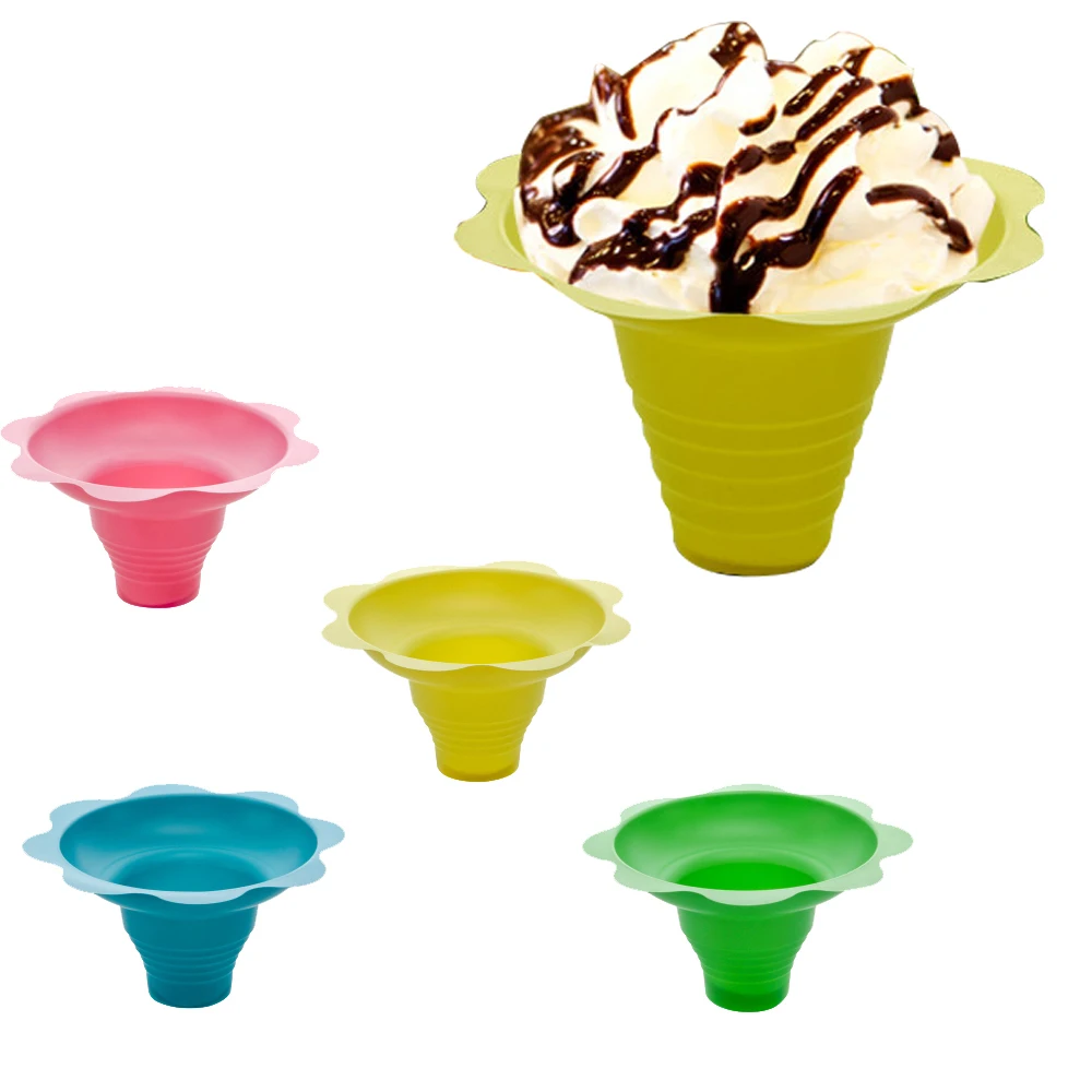 30psc/lot disposable plastic ice cream Parfait sundae cup Flower shape