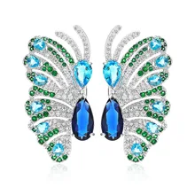 XIUMEIYIZU, большие серьги-гвоздики, роскошные ювелирные изделия, высокое качество, золотой цвет, Бабочка, кубический циркон, серьги-гвоздики для женщин, свадебный подарок