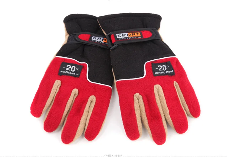 Зимние флисовые теплые уличные мужские перчатки для верховой езды, для альпинизма альпинистские перчатки - Цвет: Red