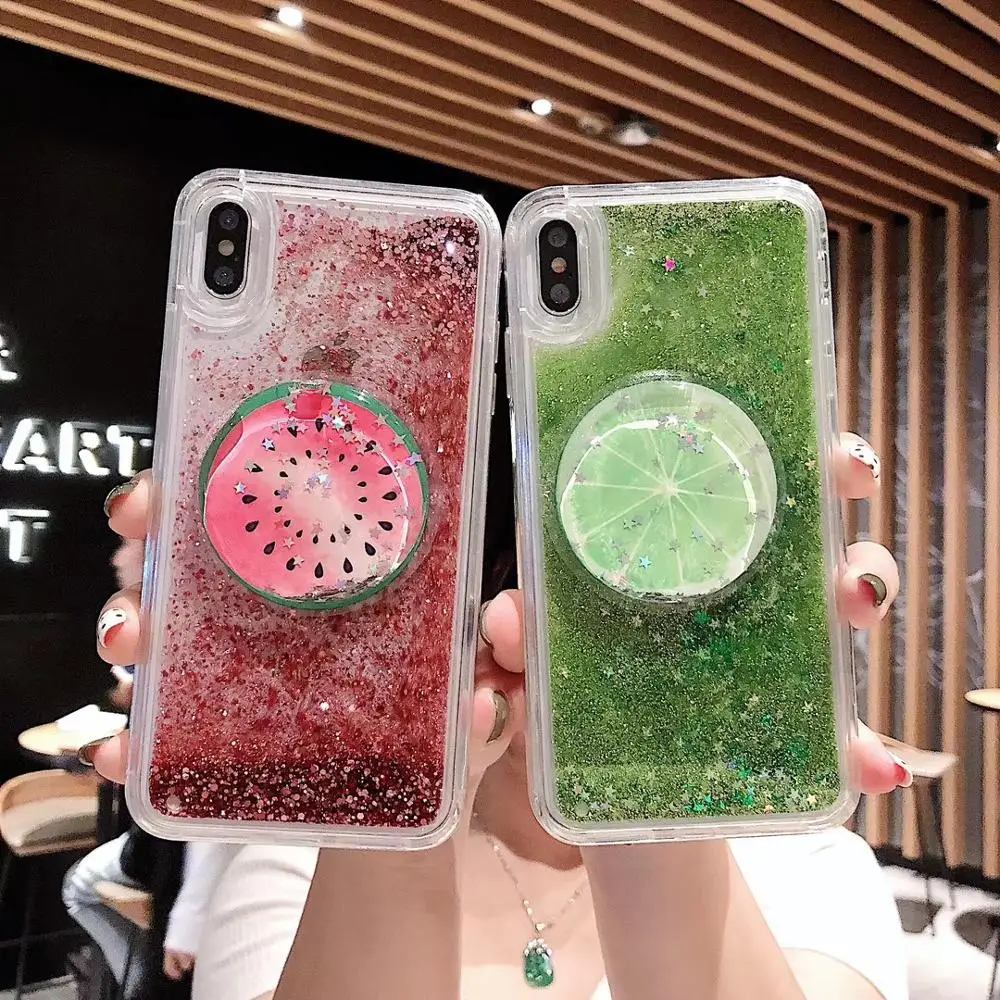 

Liquid Sand Case For iphone 6 6s 7 8 Plus X XR XS MAX Fashion Soft Fruit Pattern Back Cover 6plus 7plus 8plus Quicksand Cases