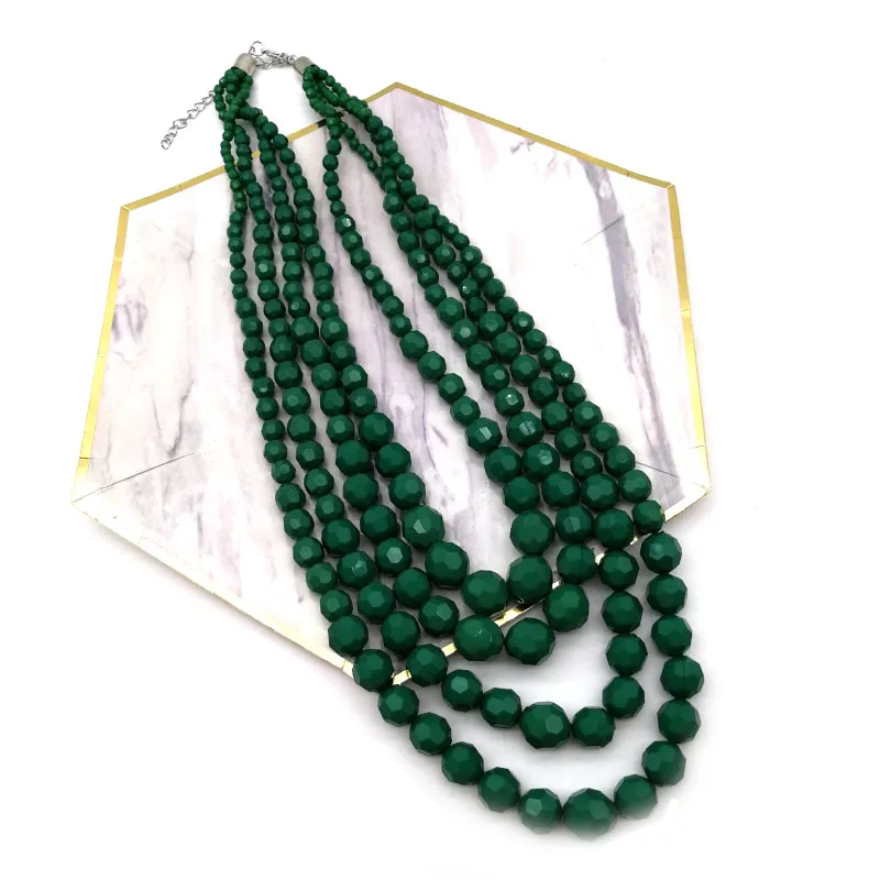Dandie Трендовое индивидуальное зеленое четырехслойное ожерелье с акриловыми бусинами, Доступно три цвета