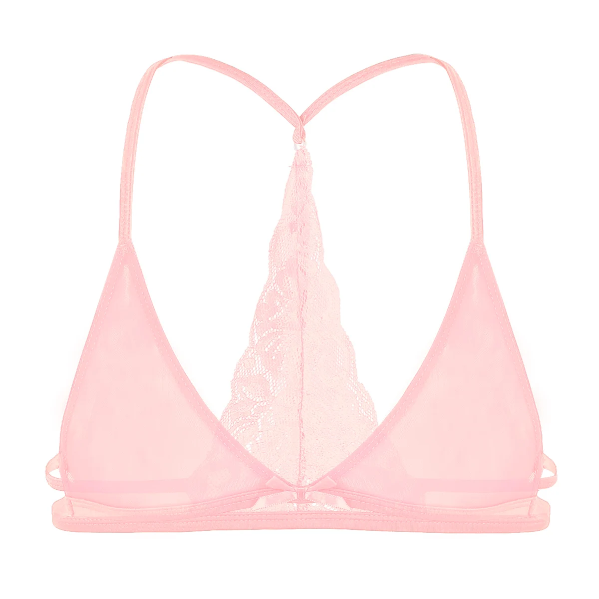 Pink Iiniim Мужское нижнее белье SISSY бюстгальтер экзотические майки прозрачные кружевные y-образные сзади без косточек треугольник без подкладки бюстгальтер Топ - Цвет: Pink