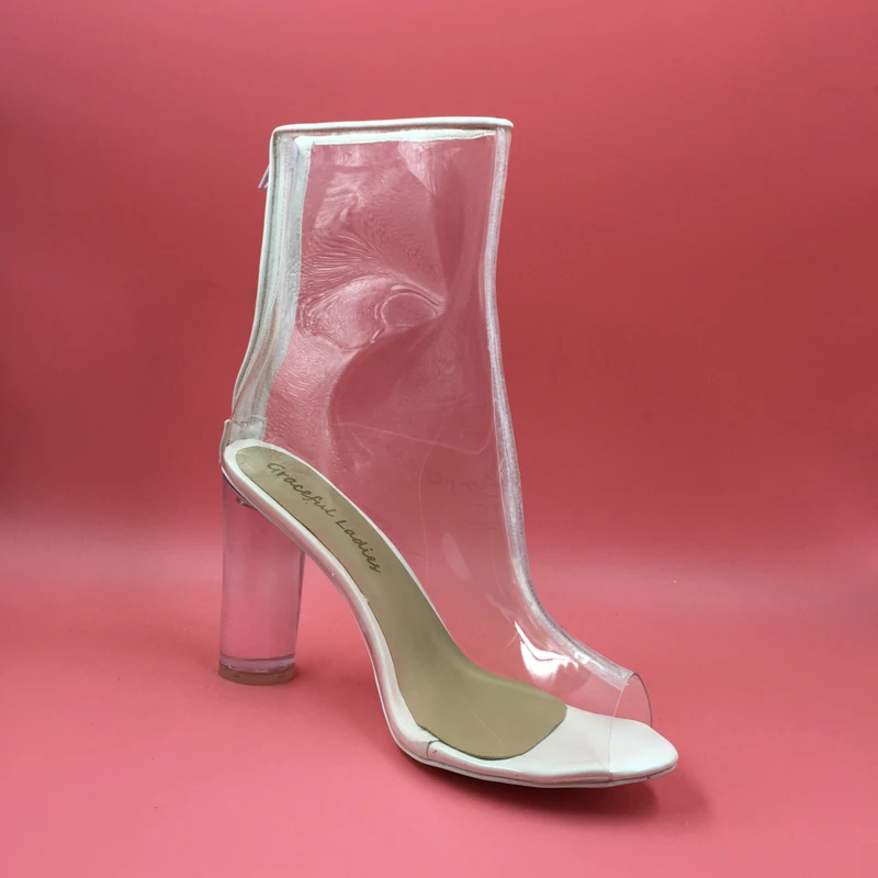 Botas De Plástico transparente Opacidad PVC Mujeres Botas Cortas Cremallera  Trasera Botines de Tacón de Bloque de Color Personalizado 10 Runway  Colecciones|boot rivet|boots hightboots work boots - AliExpress
