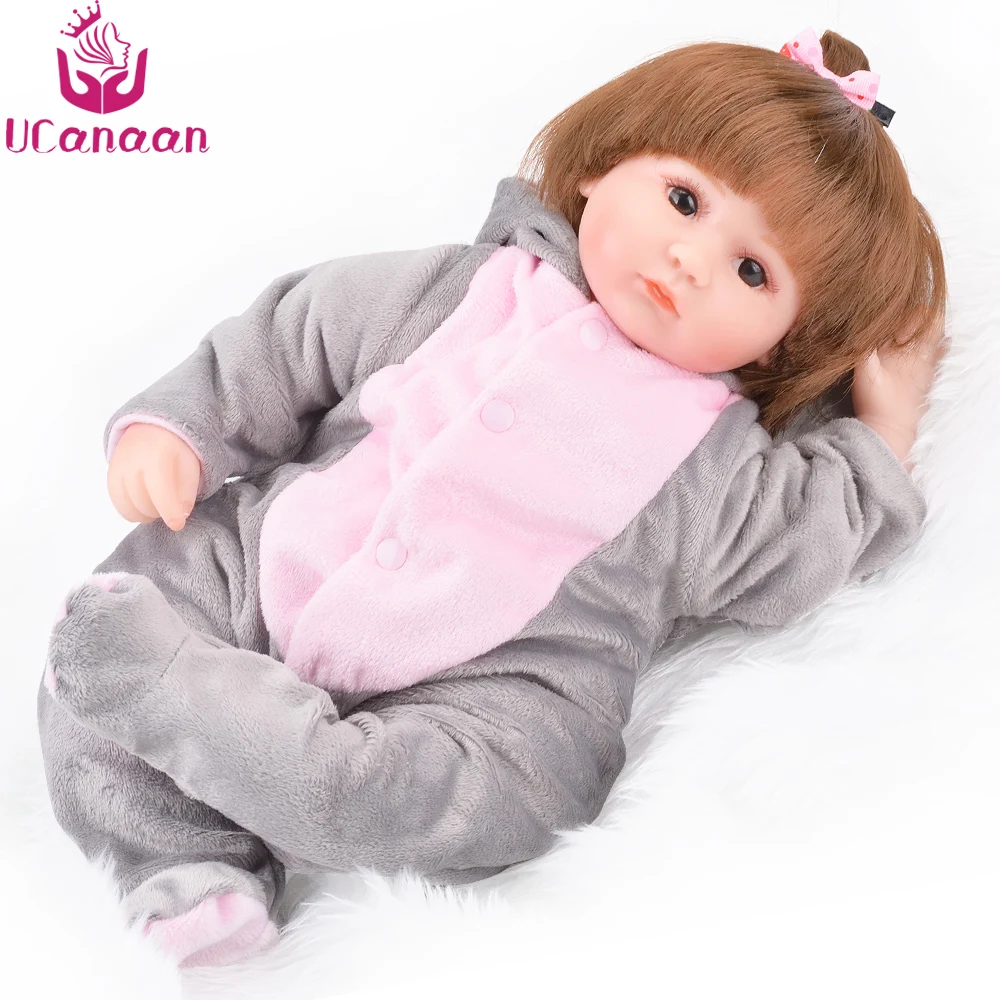 

UCanaan Silicone Reborn Doll Handmade Soft Cloth Body Dolls Newborn Baby Alive Realistic Born Kids Playmate Toys 18''45cm