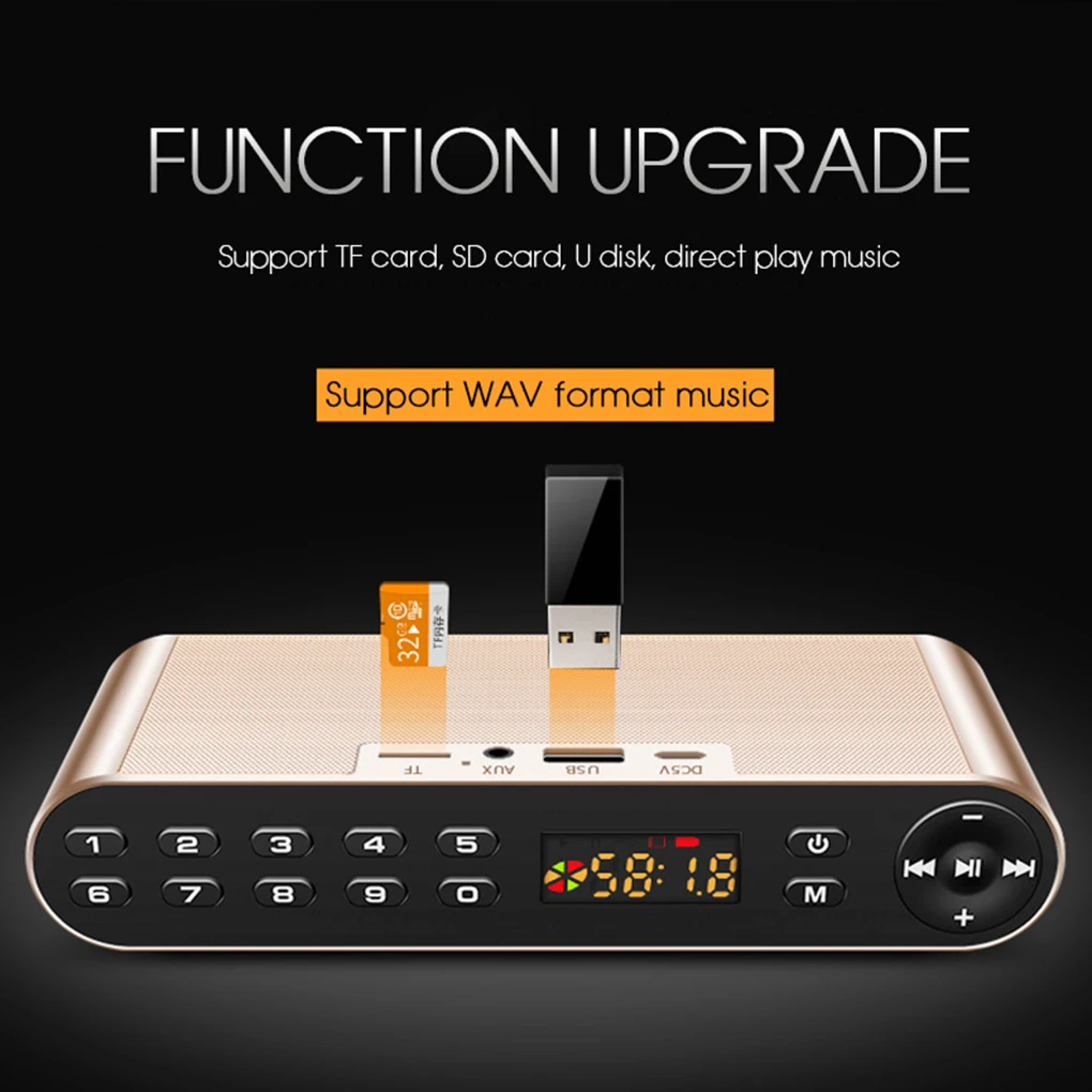 

Q8 Phone Wireless Hifi Dual Horn Portable Soundbox Bluetooth 3.0 TF Card Speaker USB Radio