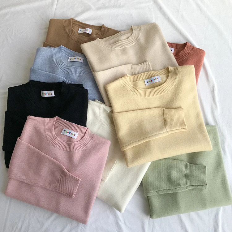 

Mooirue Autumn 2018 Female Kawaii Sweater Korean Comfortable Yarn Thin Elastic Jumper Feminine Yellow Grey Sweater