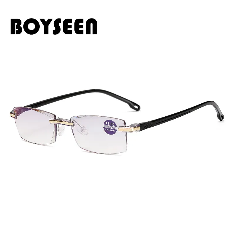 BOYSEEN модные безрамные обрезные мужские и wo мужские очки для чтения удобные антисиние очки 802A