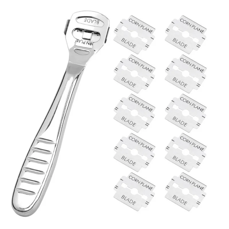 

Foot Care Pedicure Callus Shaver Hard Skin Remover Wood Handle 10 Blades ZC81