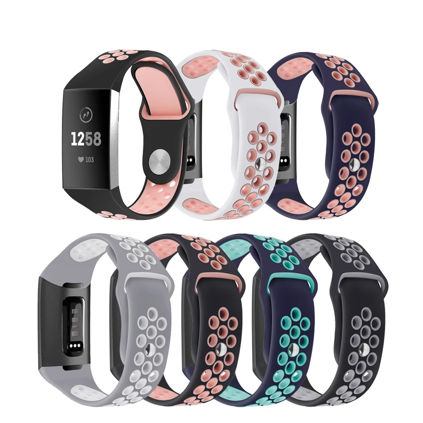 Watch Bands for Fitbit Charge 3 Adjustable Sport Silicone Watch Wrist